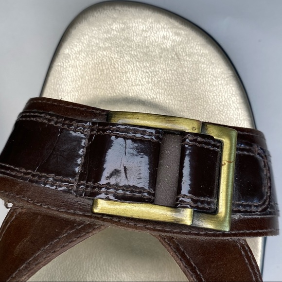 Rockport Sandals Leather Slip Ons Brown and Metallic Gold made in Brazil 8.5 - Picture 7 of 9